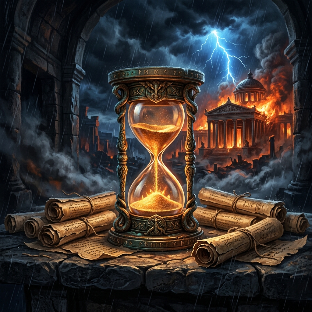 Reloj de arena y Templo en llamas